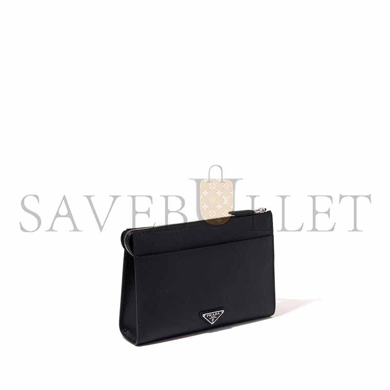 PRADA EMBOSSED LOGO POUCH IN SAFFIANO-LEATHER 2VF039 (25*17*5cm) 